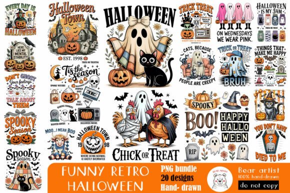 Download Retro Halloween Quotes PNG Bundle - Retro halloween Collection