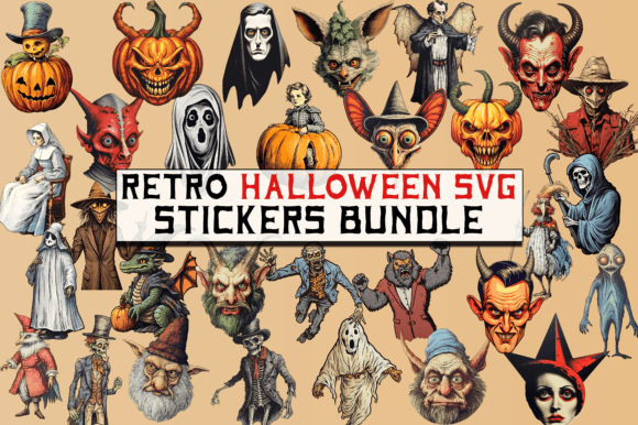 Download Retro Halloween SVG Halloween Stickers - Retro halloween Collection
