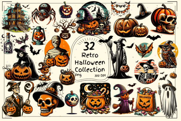 Download Retro Halloween Clipart Collection Vol.1 - Premium Resources