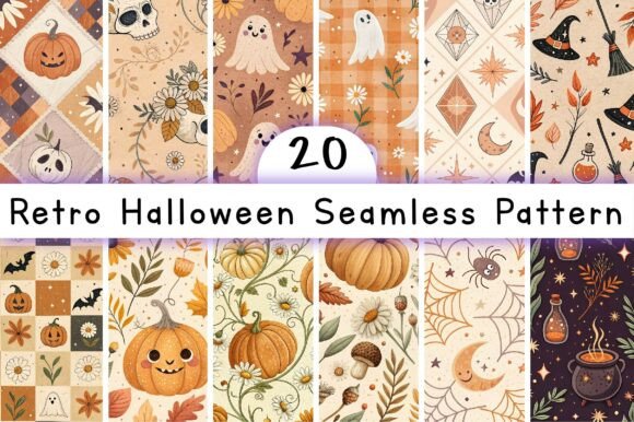 Download Retro Halloween Seamless Pattern - Retro halloween Collection