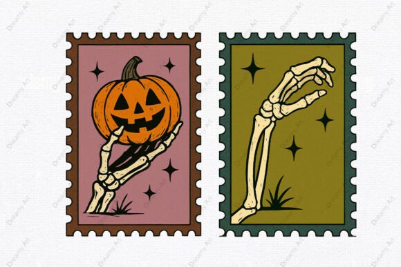 Download Retro Halloween Postage Stamps Printable - Retro halloween Collection