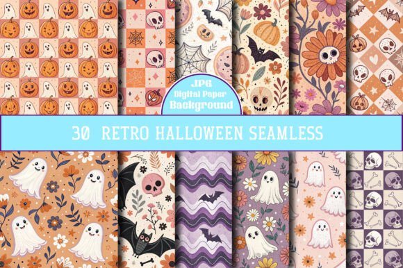 Download Retro Halloween Seamless Pattern - Retro halloween Collection